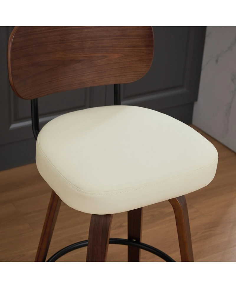 Streamdale Furniture Swivel Bar Stools Set of 2 Beige Pu