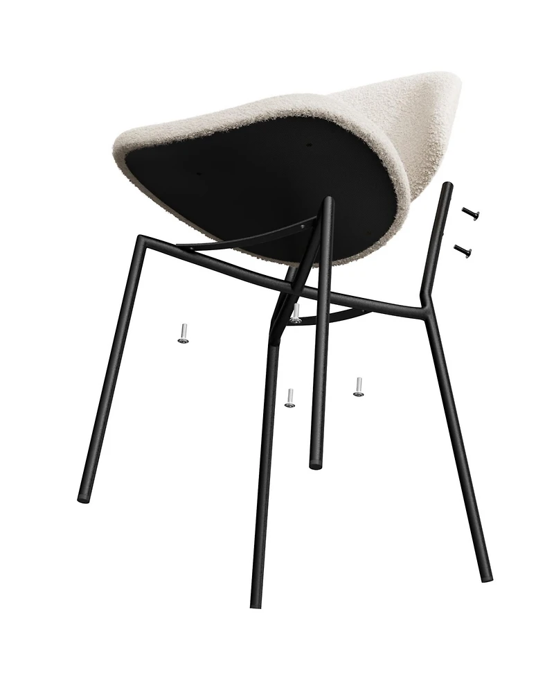 Streamdale Furniture Boucle Dining Chairs - Set of 4 White