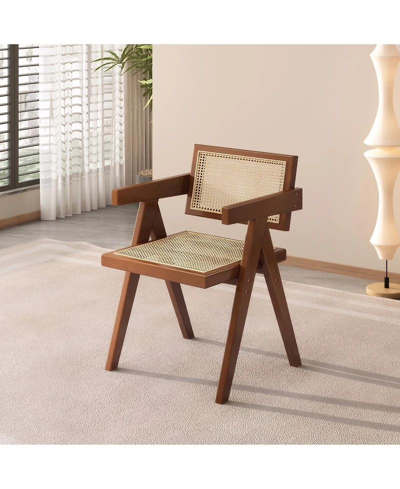 Streamdale Furniture Mid Century Rattan Dining Chairs - Set of 2 Brown