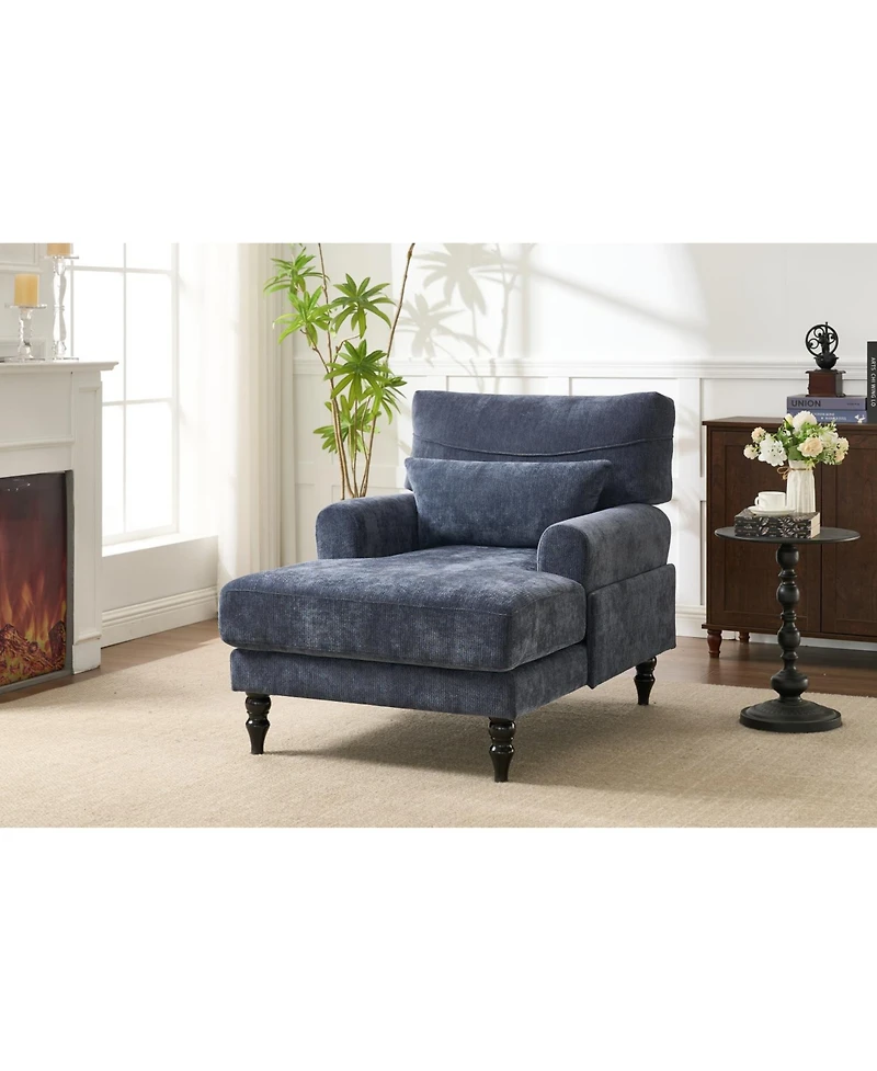 Streamdale FurnitureBlue Modern Chaise Lounge Sofa Recliner