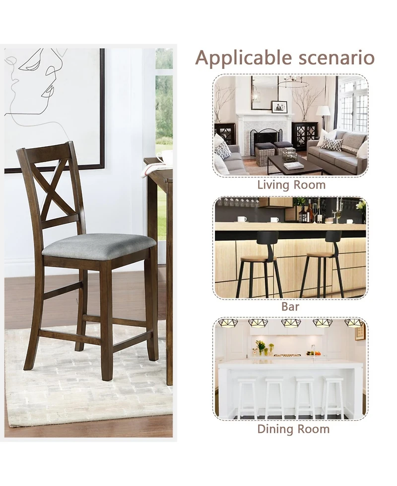 Streamdale Furniture Counter Height Chairs (Set of 4), Padded Seat, Walnut