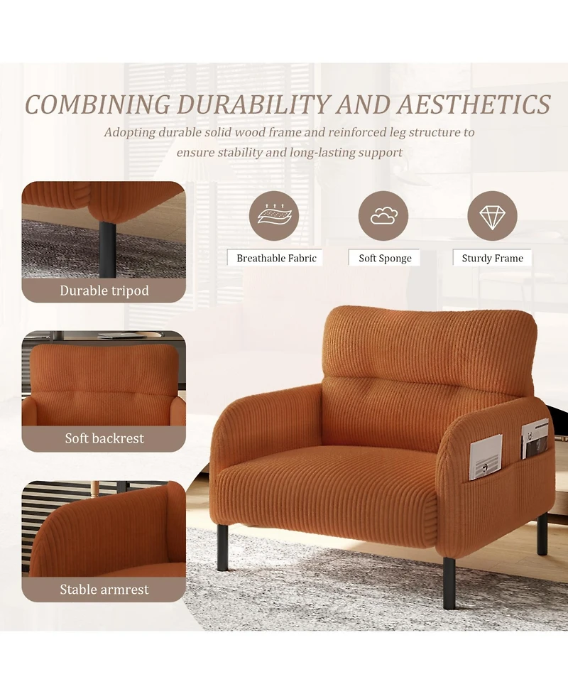 Streamdale Furniture Corduroy Wide Seat Chair