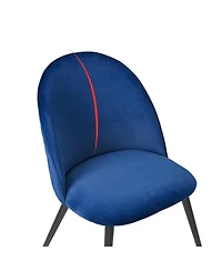 Streamdale Furniture Navy Blue Velvet Dining Chairs, Black Legs, Set of 4