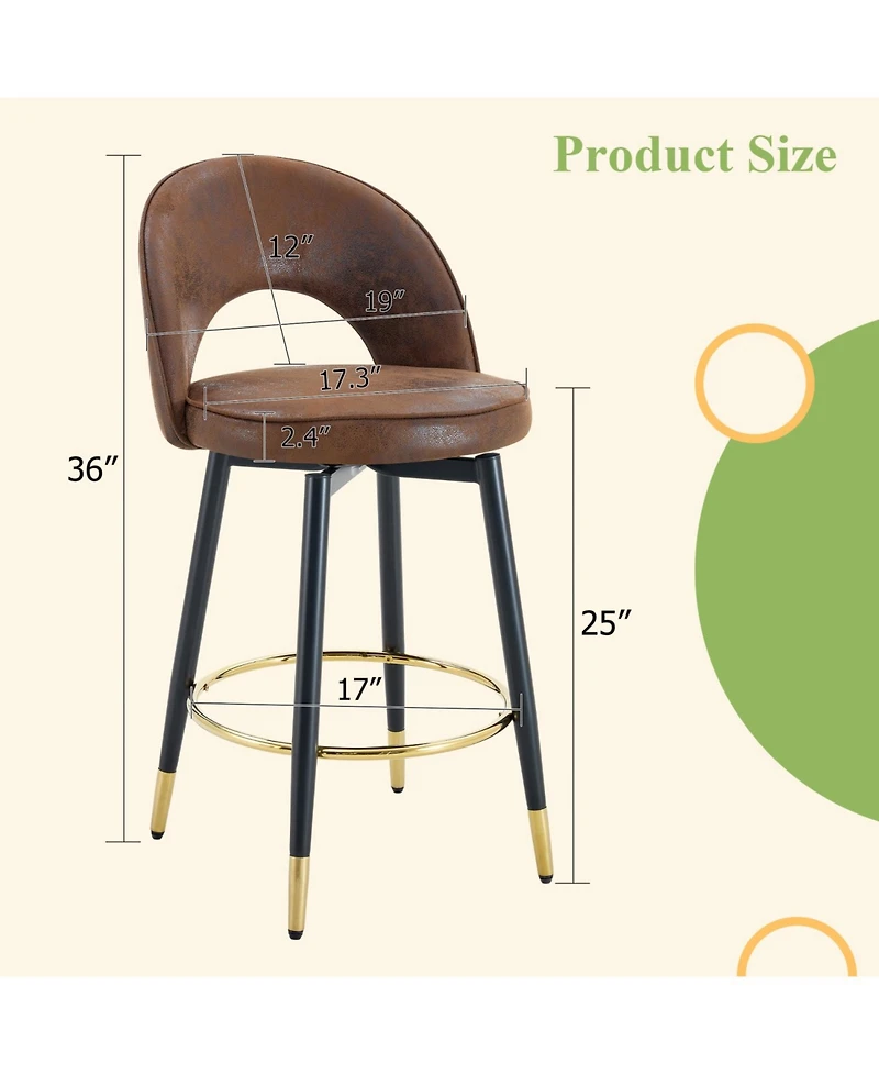 Streamdale Furniture 360 Brown Fabric Bar Chairs (Set of 2)