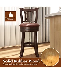 Gymax 26'' Counter Height Swivel Bar Stools Set of 2 w/Back & Faux Leather Seat