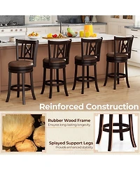 Gymax Set of 2 Bar Stools 26'' Swivel Bar Chairs w/ Footrest Hollowed Backrest