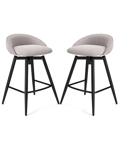Gymax 25'' Upholstered Bar Stools Set of 2 w/ Footrest Backrest & Metal Frame