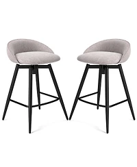 Gymax 25'' Upholstered Bar Stools Set of 2 w/ Footrest Backrest & Metal Frame