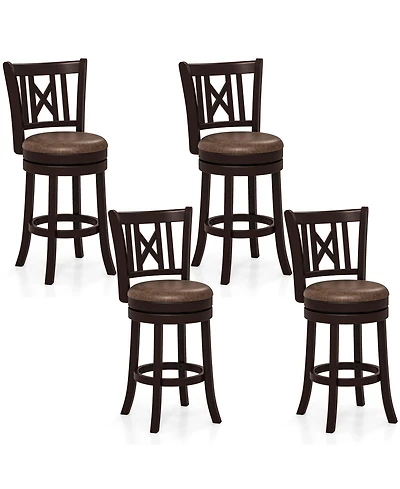 Gymax Set of 4 Bar Stools 26'' Swivel Bar Chairs w/ Footrest Hollowed Backrest