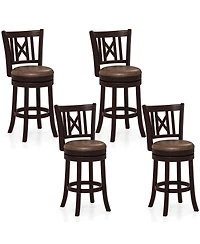 Gymax Set of 4 Bar Stools 26'' Swivel Bar Chairs w/ Footrest Hollowed Backrest