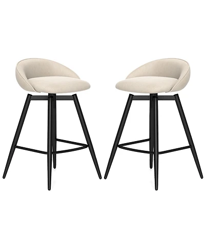 Gymax 25'' Upholstered Bar Stools Set of 2 w/ Footrest Backrest and Metal Frame