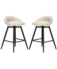 Gymax 25'' Upholstered Bar Stools Set of 2 w/ Footrest Backrest and Metal Frame