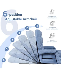 Gymax Blue Folding Lazy Sofa Floor Chair Sofa Lounger Bed with Armrests and Pillow