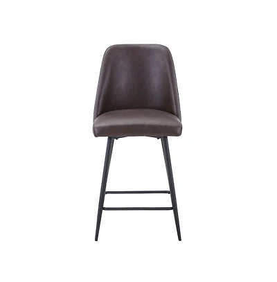 Jofran Mid-Century Modern Faux Leather Upholstered Counter Height Barstool (Set of 2