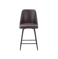 Jofran Mid-Century Modern Faux Leather Upholstered Counter Height Barstool (Set of 2