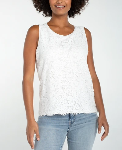 Liverpool Los Angeles Women's Sleeveless Lace Knit Top