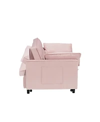 Simplie Fun Sofa Bed with 2 Pillows, 55 Inch - Beige, Black, Pink, or Gray