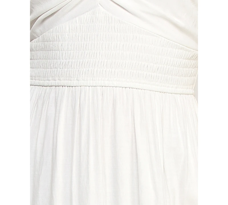 Trixxi Juniors' Sweetheart Neck Puff-Sleeve Ruched Waist Midi Dress