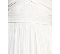 Trixxi Juniors' Sweetheart Neck Puff-Sleeve Ruched Waist Midi Dress