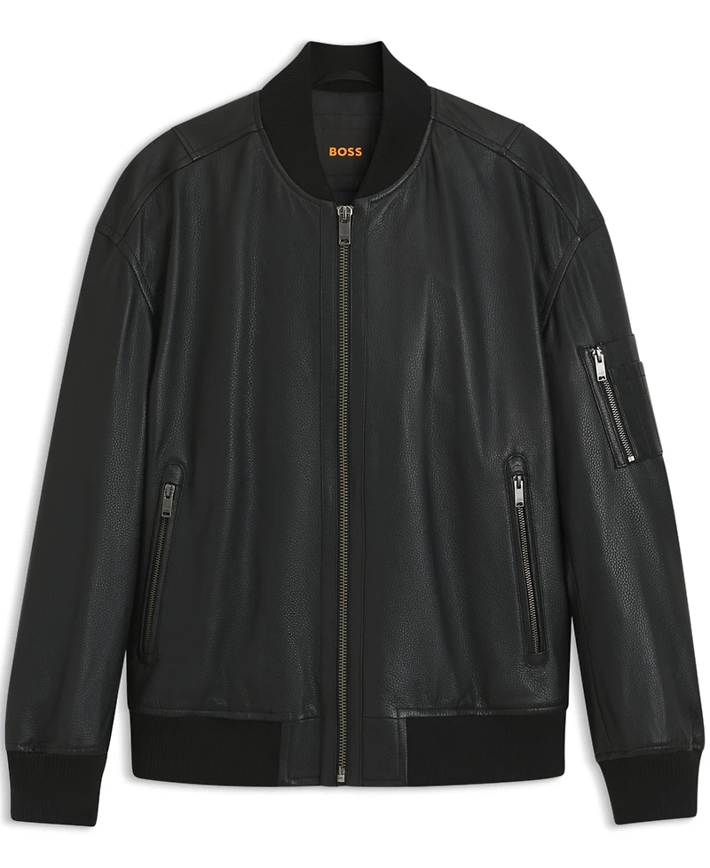 Boss by Hugo Men's Leather Bomber Jacket