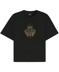 Boss by Hugo Men's Cotton-Jersey Logo Artwork T-Shirt