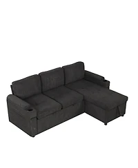 Streamdale 83.5" L-Shaped Sofa Bed with Storage, Cup Holders & Usb