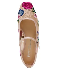 Betsey Johnson Women's Nova Embroidered Mesh Mary Jane Flats
