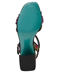 Betsey Johnson Women's Blare Floral Applique Block Heel Sandals