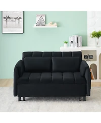 Streamdale Furniture 52" Black Velvet Sleeper Sofa with Pillows & Pockets