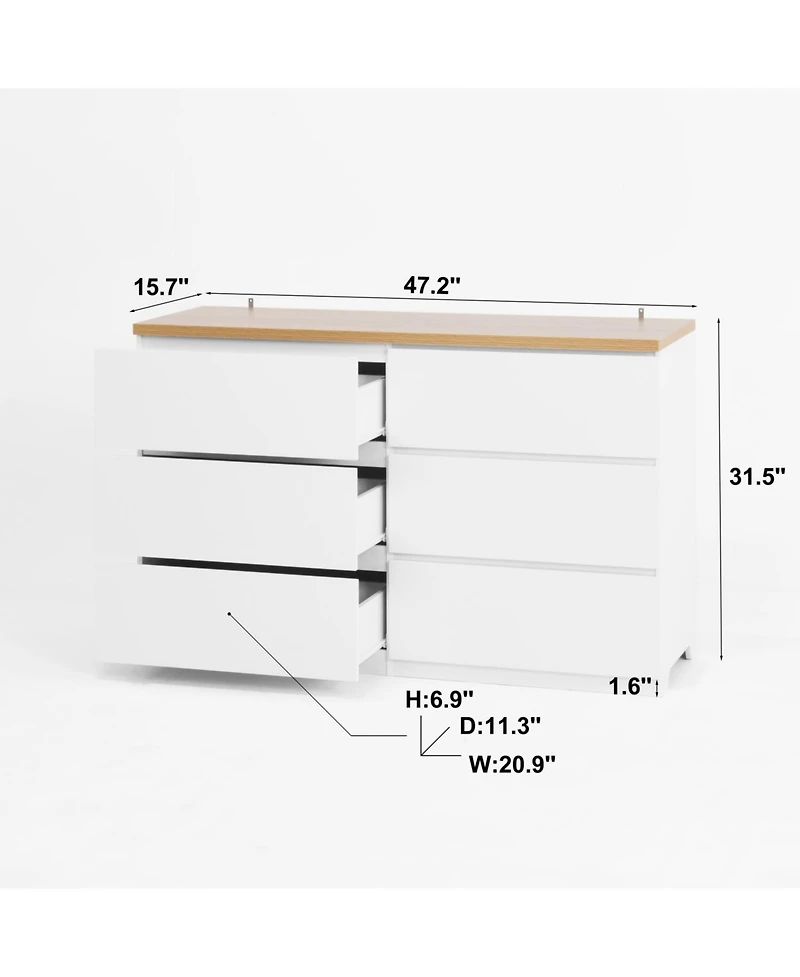 Streamdale 6-Drawer Wood Storage Cabinet Organizer for Bedroom, Entryway, Hallway