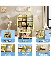 Streamdale Furniture Kids Wooden Bookcase Organizer Adjustable Shelf, Sling Book Rack, for Playroom, School, Nursery