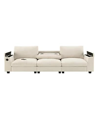 Streamdale Chenille Sectional Sofa with Drop Down Table & Bluetooth (96" L x 35" W)