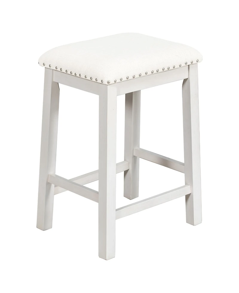 Streamdale 5 Pieces Counter Height Rustic Farmhouse Dining Room Wooden Bar Table Set with 2 stools and 2 Chairs, White