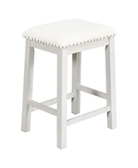 Streamdale 5 Pieces Counter Height Rustic Farmhouse Dining Room Wooden Bar Table Set with 2 stools and 2 Chairs, White