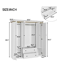 Streamdale Furniture 4 Door Wardrobe Armoire Closet with 2 Drawers