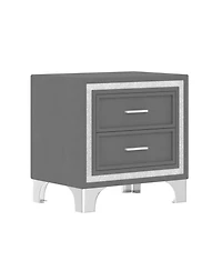 Streamdale Furniture Queen Upholstered Led Bed Set with 2 Nightstands