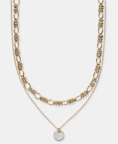 On 34th Gold-Tone Stone Pendant Layered Necklace, 18" + 3" extender, Macy's Exclusive
