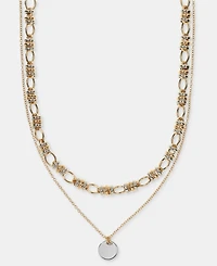 On 34th Gold-Tone Stone Pendant Layered Necklace, 18" + 3" extender, Macy's Exclusive