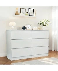Streamdale Furniture 6 Drawer White Dresser - Modern Bedroom Storage Cabinet