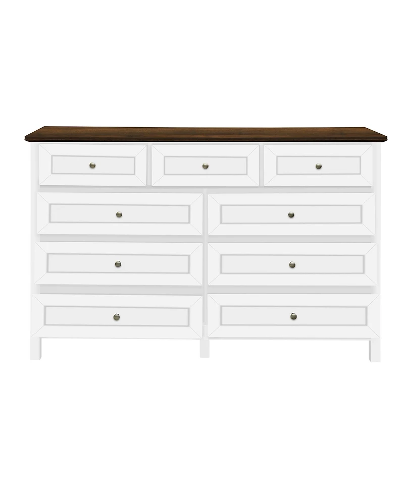 Streamdale Furniture Rustic White 9-Drawer Dresser