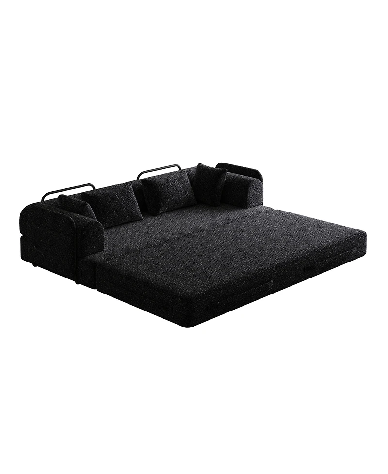 Streamdale Furniture 78.7" Convertible Sleeper Sofa Bed with Pillow & Side Pocket