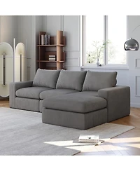 Streamdale Furniture 99" Corduroy Sectional Sofa with Chaise & 3 Pillows