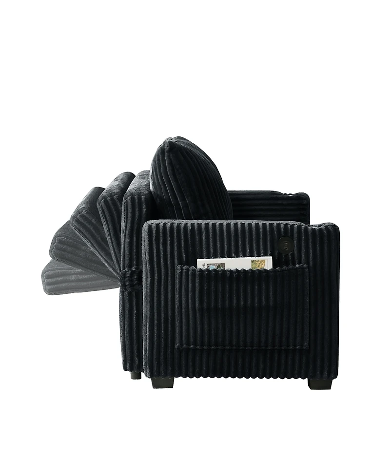 Streamdale Furniture 53" Corduroy Sleeper Sofa with Usb Charging & Adjustable Back