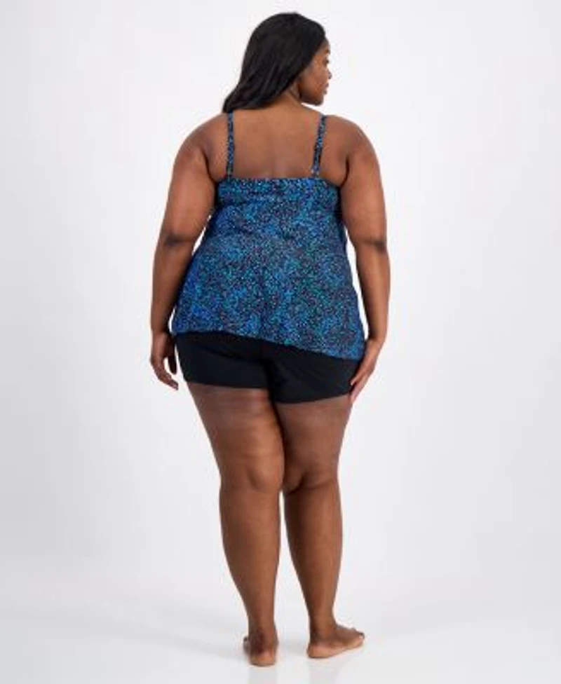 Island Escape Plus Size Cape Town Scoop Neck Tankini Top Shorts