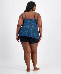 Island Escape Plus Size Cape Town Scoop Neck Tankini Top Shorts