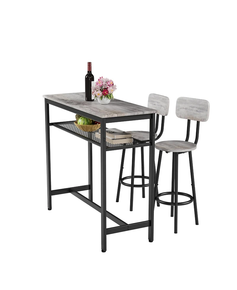 Streamdale Furniture Streamdale Bar Table & 2 Stools Set, Space Saving Pub Dining