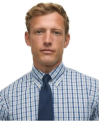 B by Brooks Brothers Men's Regular-Fit Check Pinpoint Dress Shirt