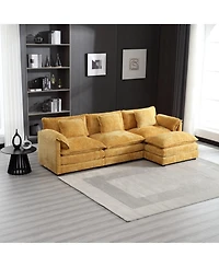 Streamdale Furniture Oversized Chenille Sectional Sofa with Ottoman & Memory Foam