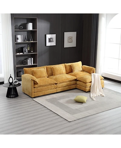 Streamdale Furniture Oversized Chenille Sectional Sofa with Ottoman & Memory Foam