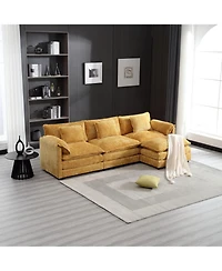 Streamdale Furniture Oversized Chenille Sectional Sofa with Ottoman & Memory Foam